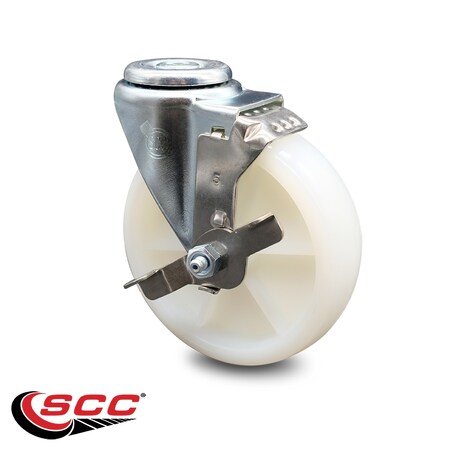 Service Caster 5 Inch Nylon Wheel Swivel Bolt Hole Caster with Brake SCC-BH20S514-NYS-TLB